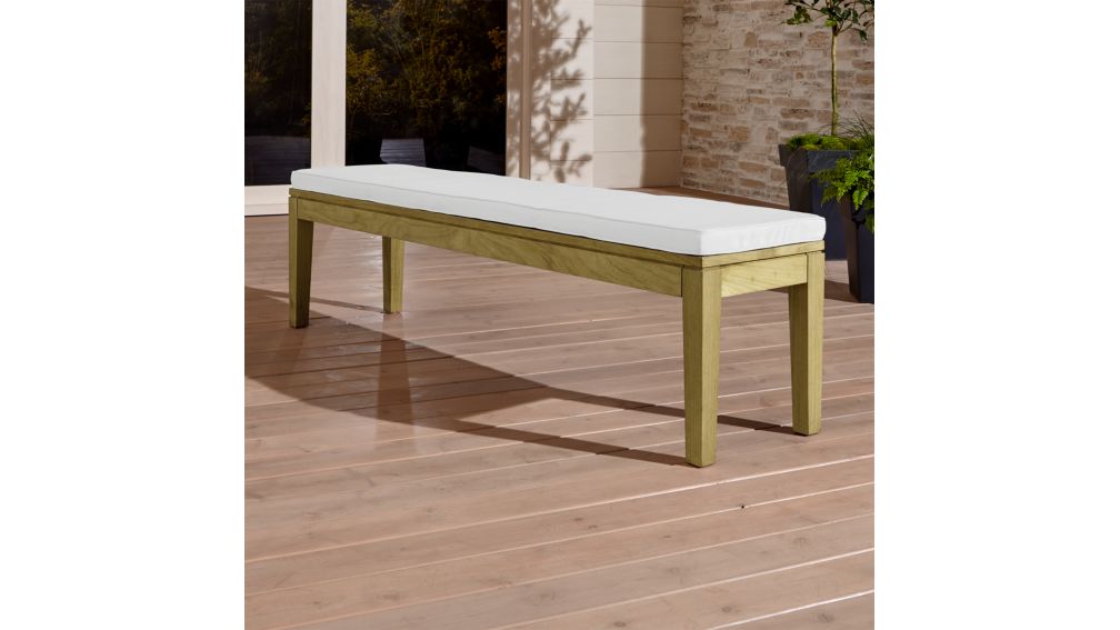 Teak Dining Bench with White Cushion + Reviews | Crate and 