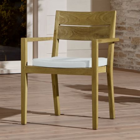 Teak Outdoor Dining Chair White Cushion Reviews Crate And Barrel