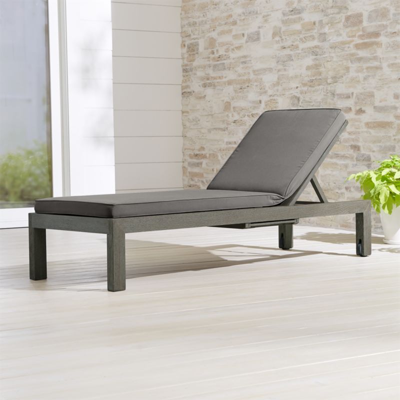 Regatta Grey Wash Chaise Lounge with Graphite Sunbrella Cushion Crate