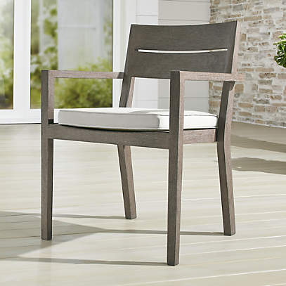Regatta Grey Wash Dining Chair With White Sand Sunbrella Cushion Crate And Barrel