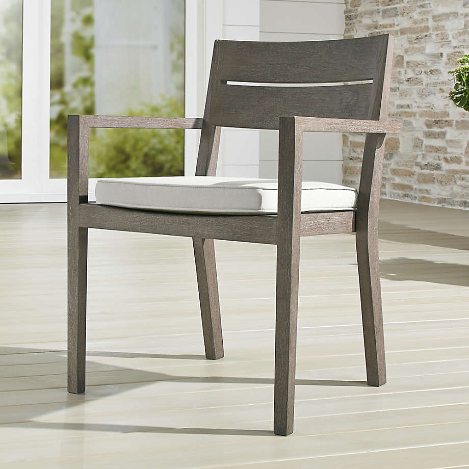 Regatta Grey Wash Dining Chair With White Sand Sunbrella Cushion Crate And Barrel