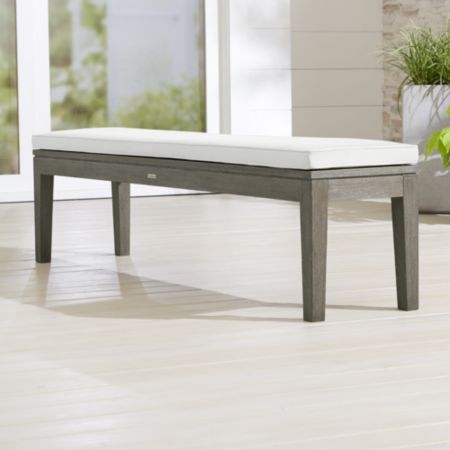 Regatta Grey Wash Dining Bench With White Sand Sunbrella Cushion