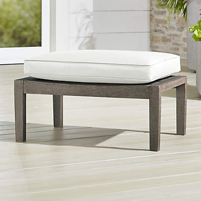 Regatta Grey Wash Ottoman With White Cushion Crate And Barrel
