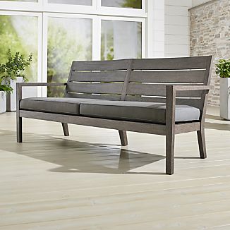 Outdoor Sofas Crate And Barrel Regatta Grey Wash Sofa With Sunbrella Cushion