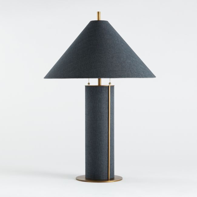 Online Designer Hallway/Entry Remi Blue Linen Table Lamp