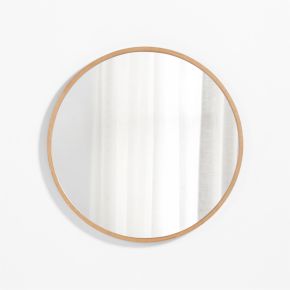 Image of Finn Oak Wood 31" Round Wall Mirror