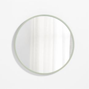 Image of Finn Sage Green Wood 31" Round Wall Mirror