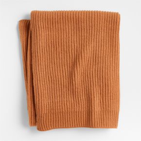 Image of Canyon Orange Rib Knit Baby Stroller Blanket