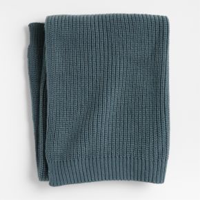 Image of Slate Blue Rib Knit Baby Stroller Blanket