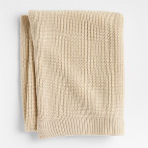 Image of Stone Tan Rib Knit Baby Stroller Blanket