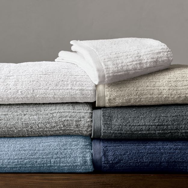 Ribbed Grey Hand Towel Crate and Barrel