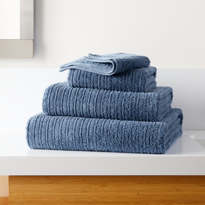 blue and grey bath towels