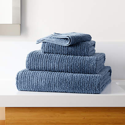blue bath towels