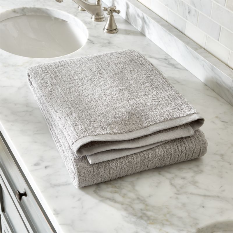 Ribbed Grey Bath Sheet + Reviews Crate and Barrel
