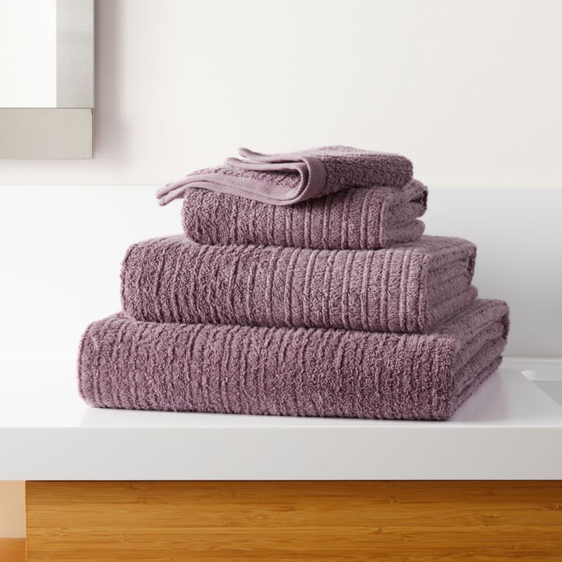 Ribbed Mauve Bath Towels | Crate and Barrel