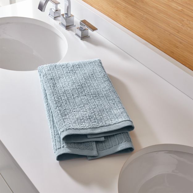 Ribbed Powder Blue Hand Towel + Reviews | Crate and Barrel