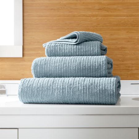 Ribbed Powder Blue Bath Towels Crate And Barrel