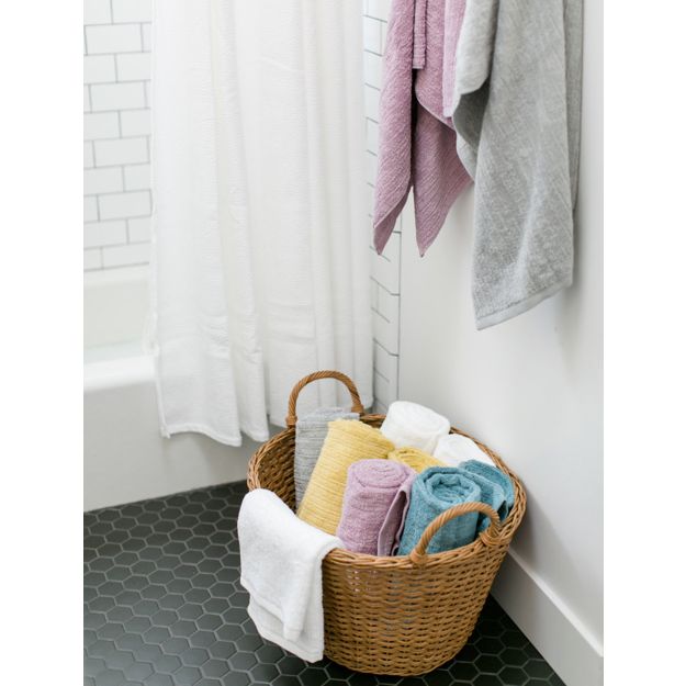 Ribbed Grey Bath Towel Crate and Barrel
