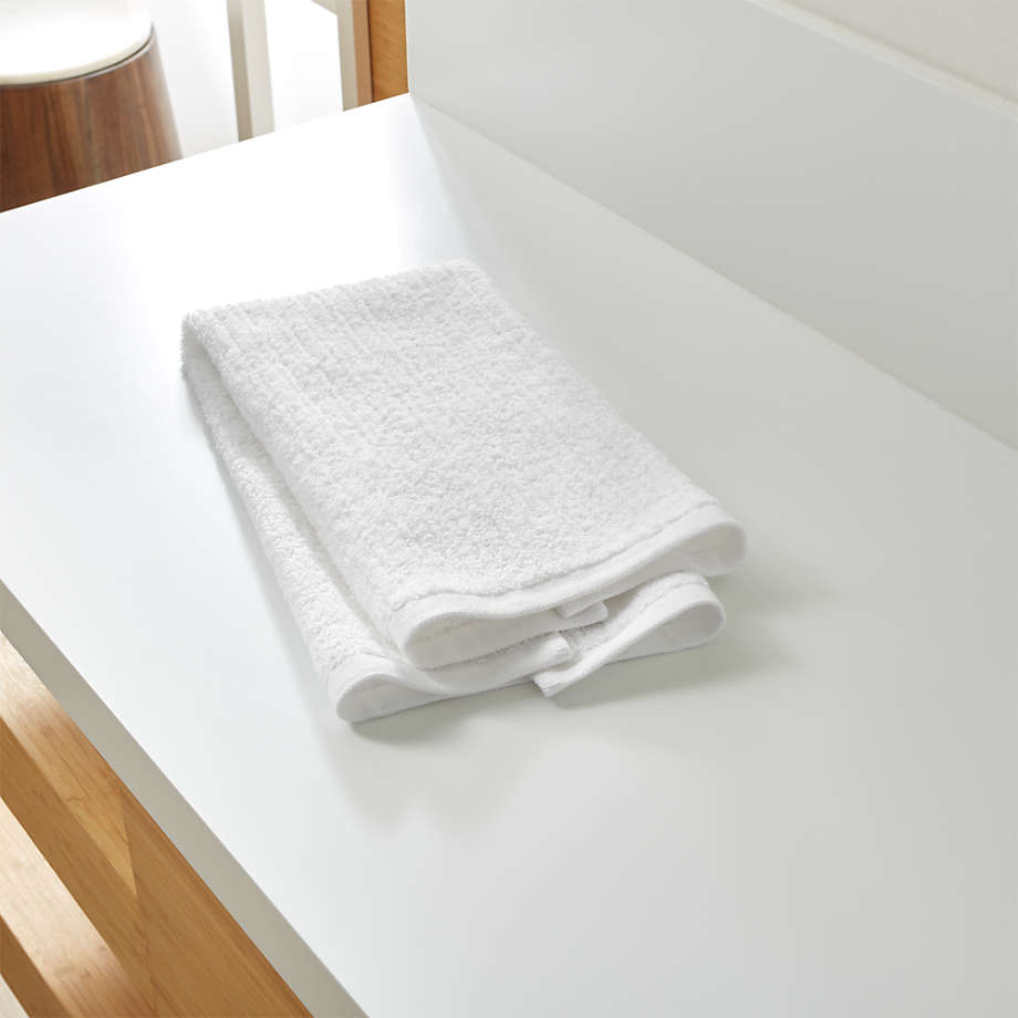 Ribbed White Hand Towel + Reviews Crate and Barrel