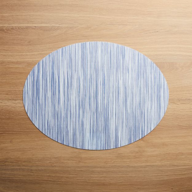Chilewich Ridge Blue Oval Placemat + Reviews Crate and Barrel