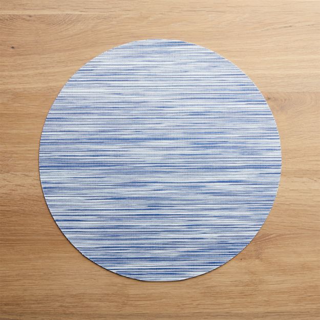Chilewich Ridge Blue Round Placemat + Reviews Crate and Barrel