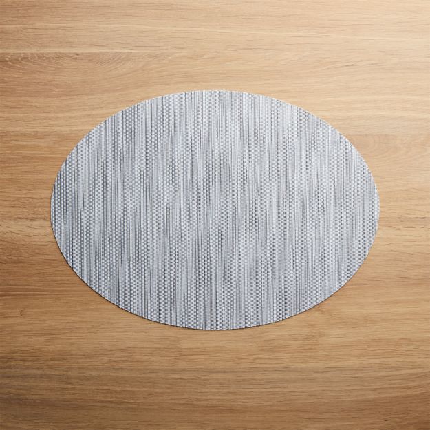 Chilewich Ridge Silver Oval Placemat + Reviews Crate and Barrel