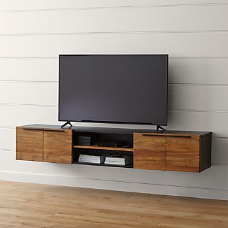 Media Furniture Crate And Barrel Rigby Natural 80 5 Large Floating Media Console