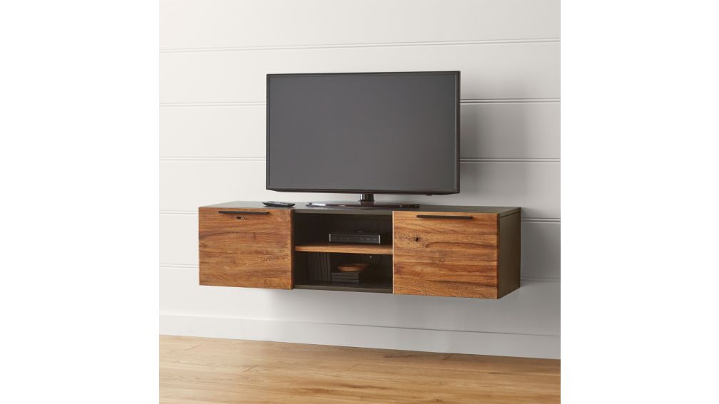 Rigby Natural 55quot; Small Floating Media Console + Reviews  Crate and Barrel