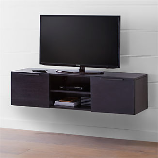 Tv Stands Media Consoles Cabinets Crate And Barrel Rigby 55 Small Floating Wenge Media Console