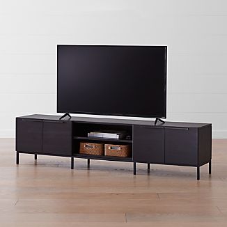 Modern Tv Stands Crate And Barrel Rigby 80 5 Wenge Media Console With Base