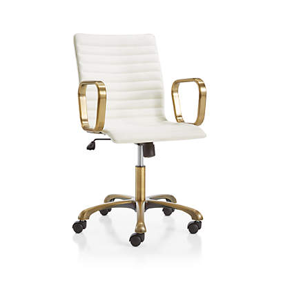 Ripple Ivory Leather Office Chair With Brass Frame Crate And Barrel - Ripple Ivory Leather Office Chair With Brass Frame Ripple Ivory Leather Office Chair With Brass Frame Crate And Barrel - Ripple Ivory Leather Office Chair With Brass Frame