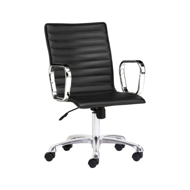 Online Designer Business/Office Ripple Black Leather Office Chair with Chrome Base