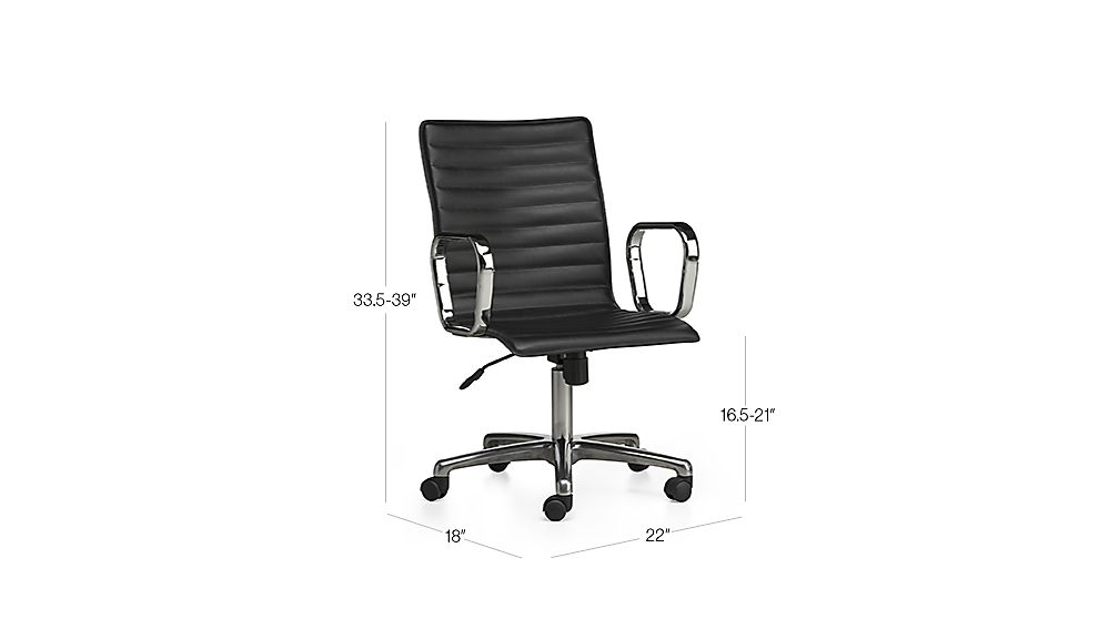 Ripple Black Leather Office Chair With Chrome Base