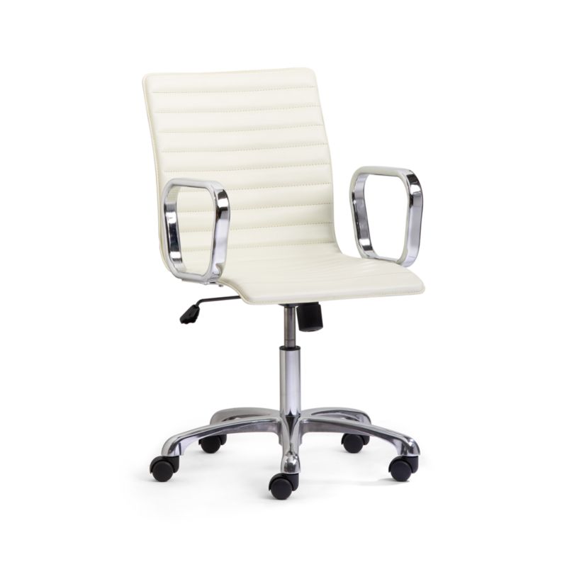 Ripple Ivory Leather Office Chair with Chrome Base ...