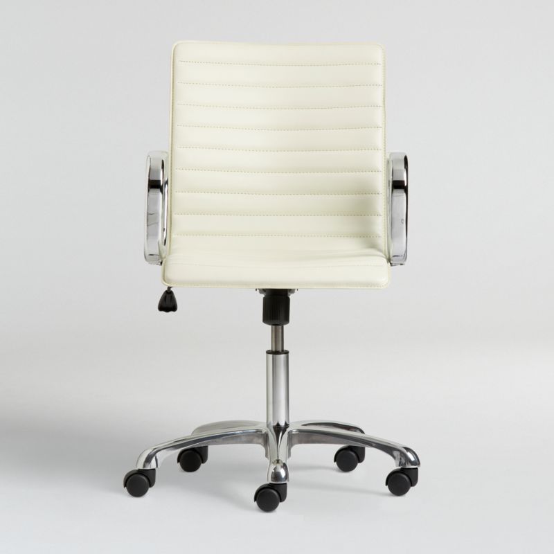 Shop Ripple Ivory Leather Office Chair with Chrome Base + Reviews | Crate and Barrel from Crate and Barrel on Openhaus