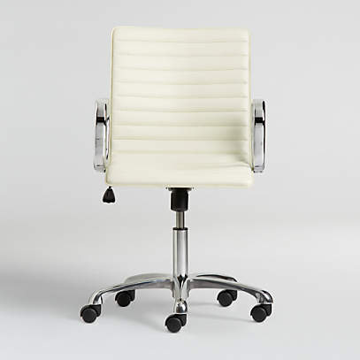 Ripple Ivory Leather Office Chair With Chrome Base Reviews Crate And Barrel