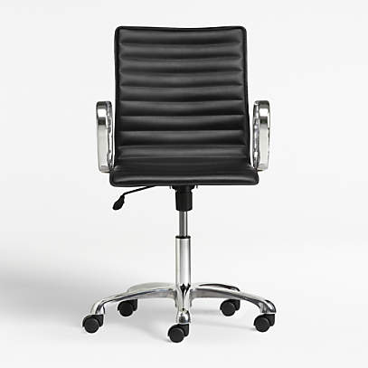 Ripple Black Leather Office Chair With Chrome Base Reviews Crate And Barrel