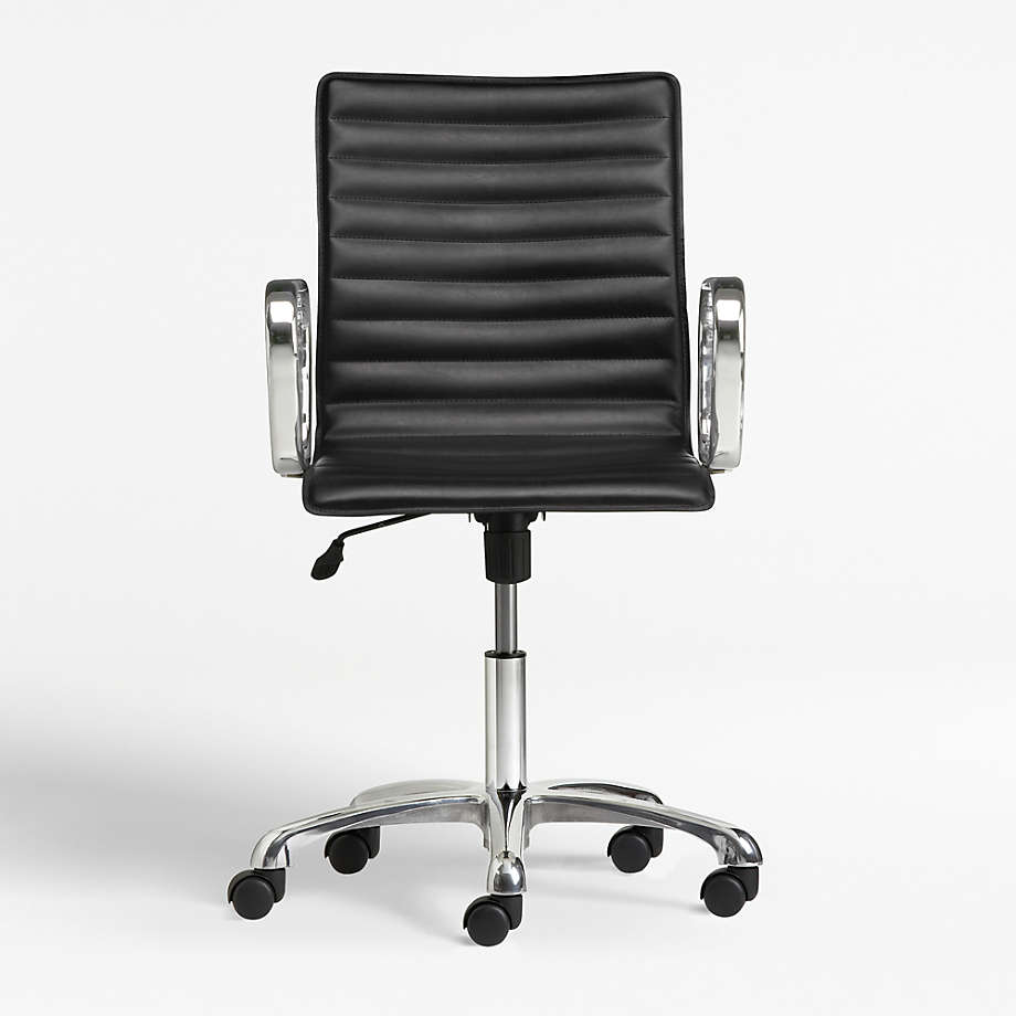 Ripple Black Leather Office Chair with Chrome Base + Reviews Crate