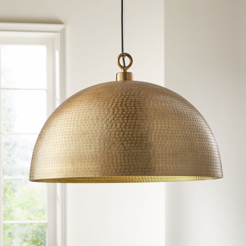 Rodan Hammered Brass Metal Dome Pendant Light Reviews Crate And Barrel