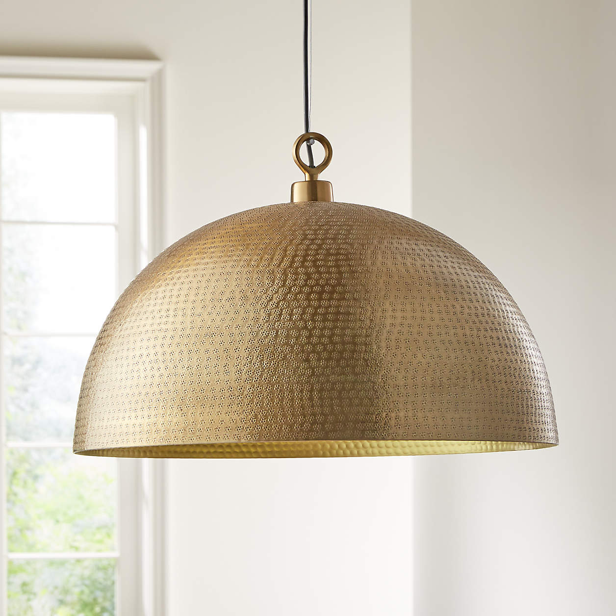 Rodan Hammered Brass Metal Dome Pendant Light Reviews Crate And Barrel Canada 5796