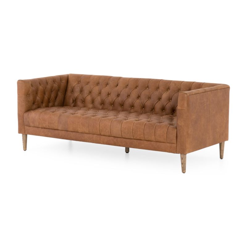 Rollins Leather Button Tufted Sofa Crate And Barrel