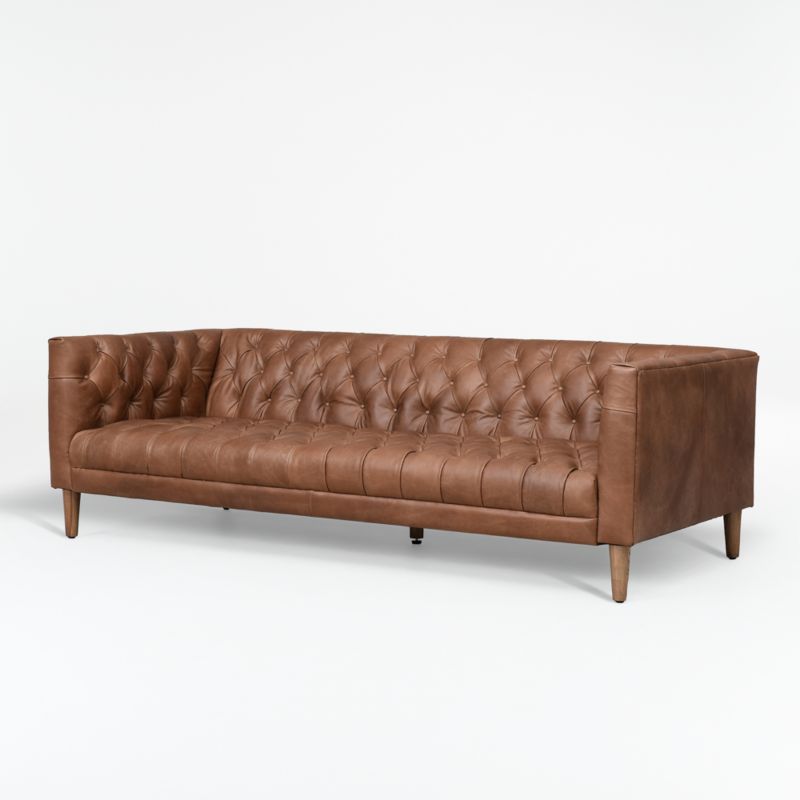 Rollins Chocolate Leather Sofa + Reviews | Crate and Barrel