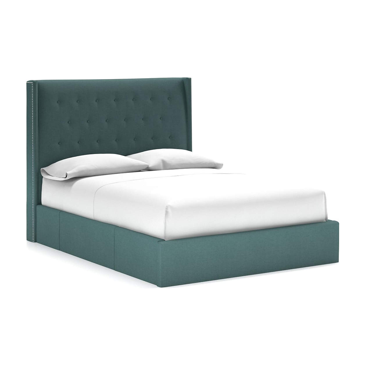 Ronin Tufted Headboard with Upholstered Storage Base Turquoise Crate