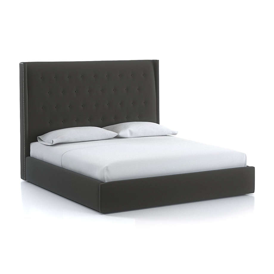 Ronin King Tufted Wingback Bed Carbon Crate and Barrel