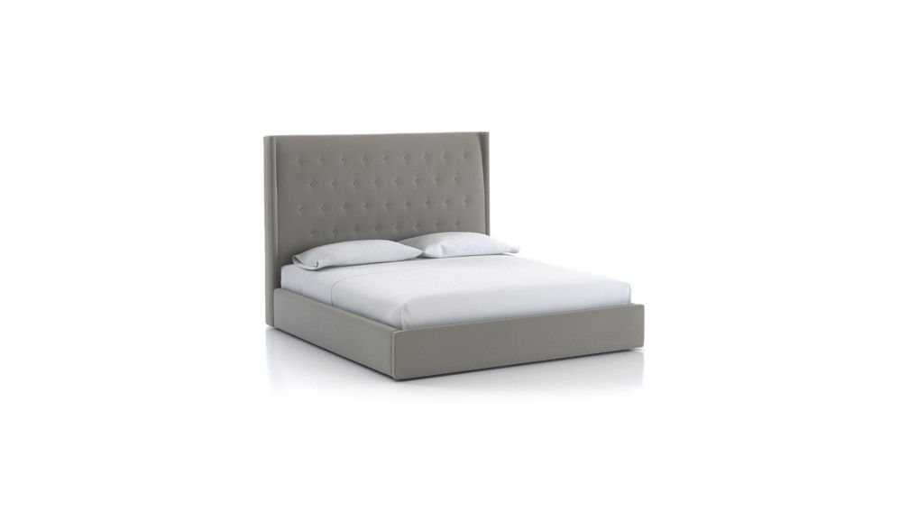 Ronin King Tufted Wingback Bed Dove Crate and Barrel