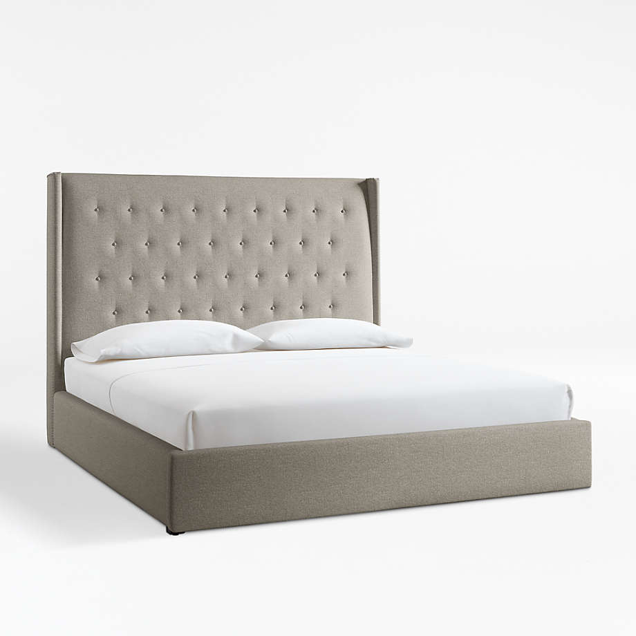Ronin King Tufted Wingback Bed Grey Crate and Barrel
