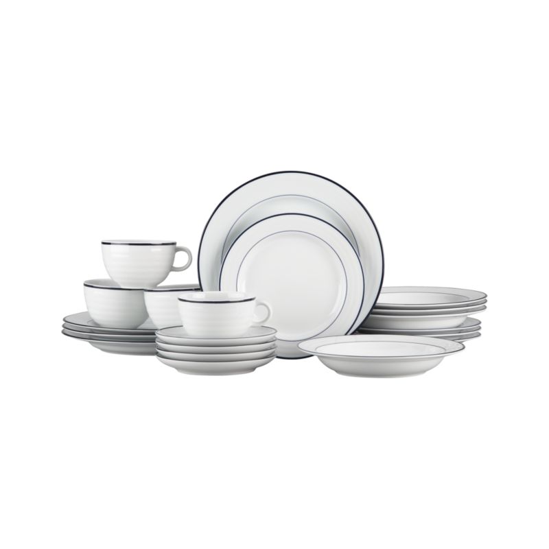 Roulette Blue Band 20Piece Dinnerware Set + Reviews Crate and Barrel