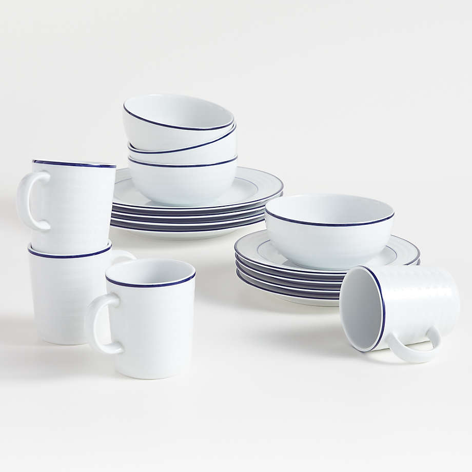 Roulette Blue Band 16Piece Dinnerware Set + Reviews Crate and Barrel
