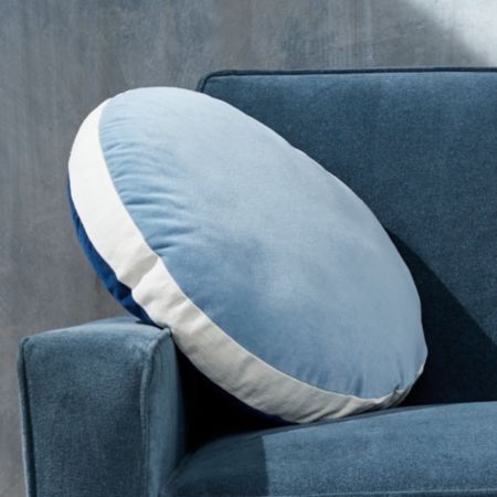 Round Velvet Indigo Lead Pillow With Feather Down Insert 18