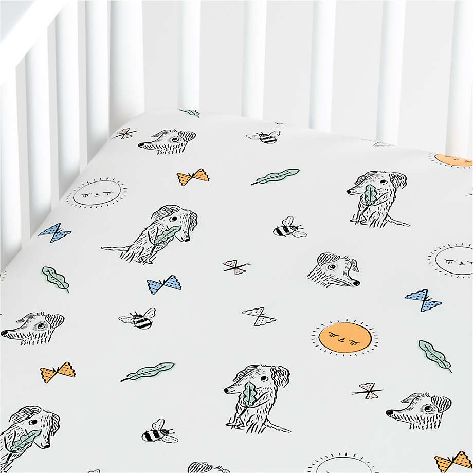 Organic Roxy Marj Puppy Crib Fitted Sheet Crate and Barrel